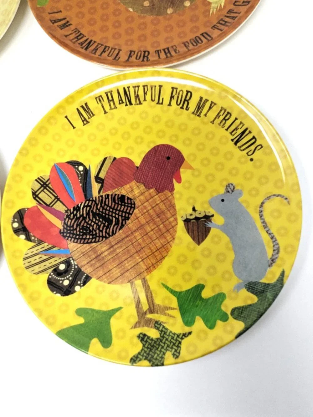Pottery Barn Kids Thanksgiving Melamine Plates Turkey Thankful For Set Of 4